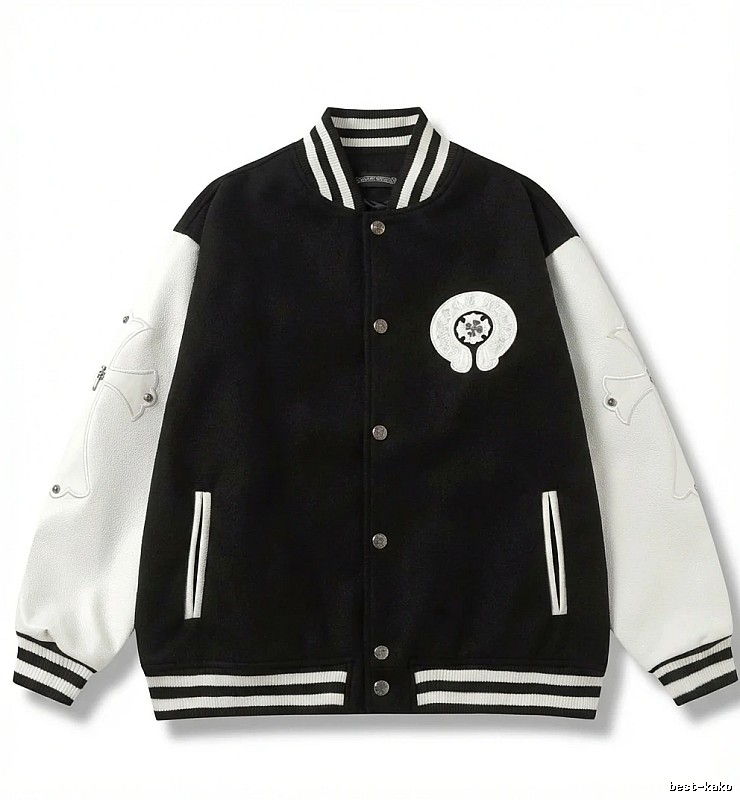 Chrome Hearts Baseball Style Black and White Jacket