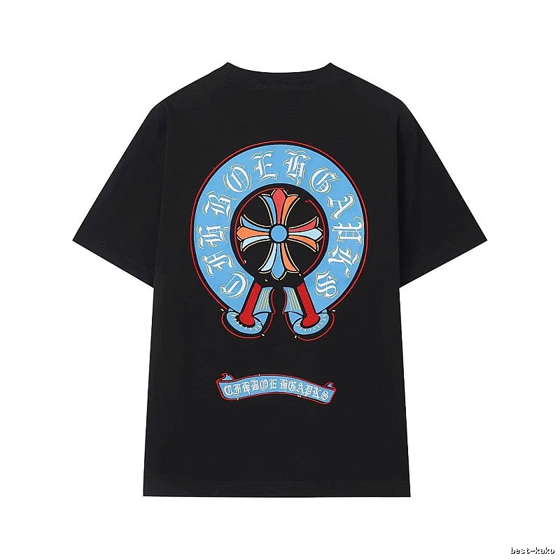 Chrome Hearts Colorful Cross Trendy Cool Style Black Short-sleeve T-shirt