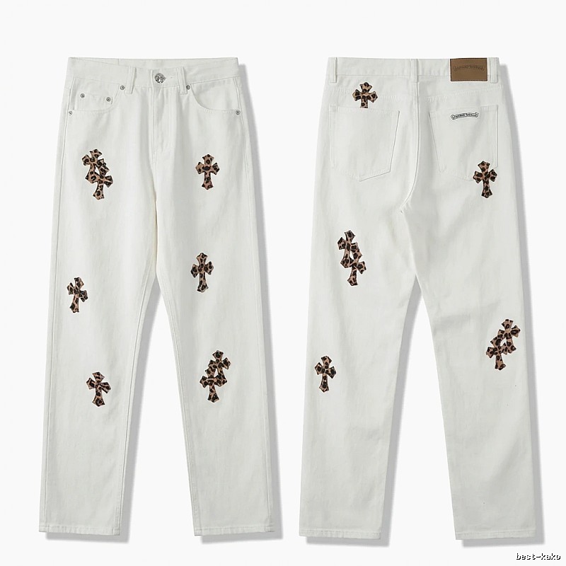 Chrome Hearts Cross Trendy Cool White Jeans