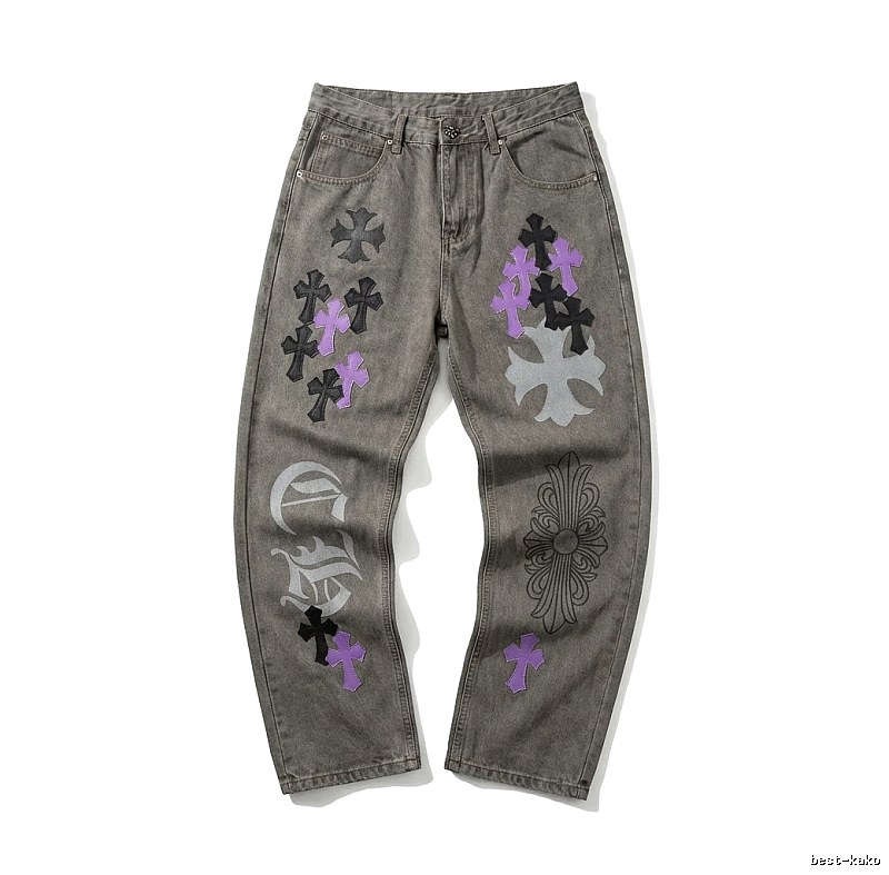 Chrome Hearts Cross Vintage Style Grey Pants