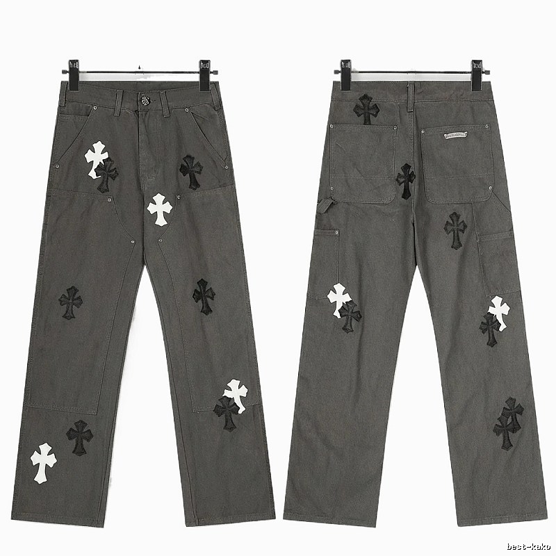 Chrome Hearts Cross Workwear Style Grey Pants