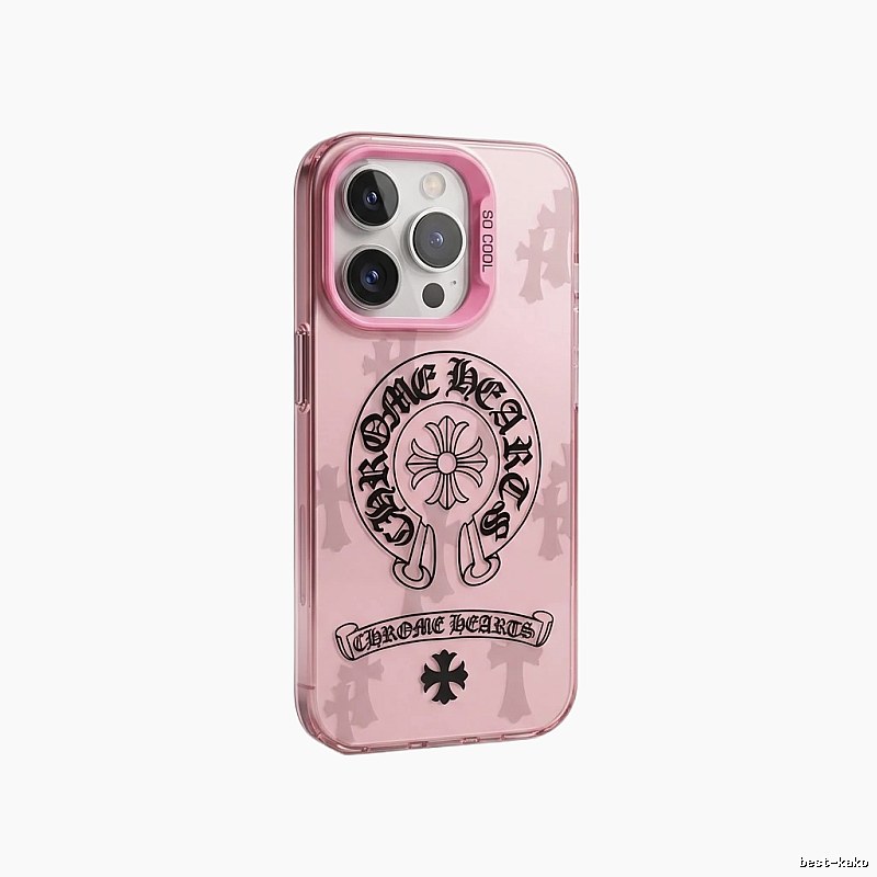 Chrome Hearts dark style pink iPhone case