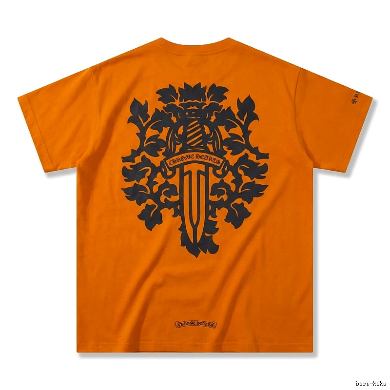 Chrome Hearts Gothic Style Orange T-shirt