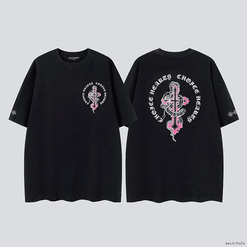 Chrome Hearts Gothic Style Snake & Cross Black Short-Sleeve T-Shirt