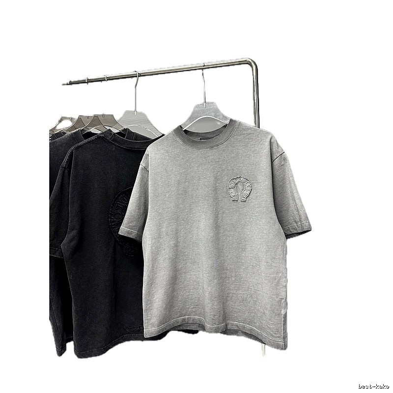 Chrome Hearts Horseshoe Logo Trendy & Cool Grey Short-sleeve T-shirt