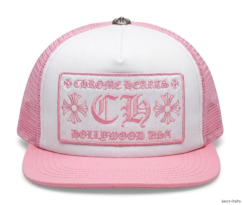 Chrome Hearts Retro Style Pink and White Hat