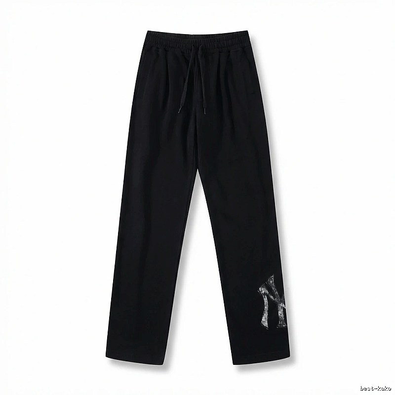 Classic trendy brand black trousers of MLB
