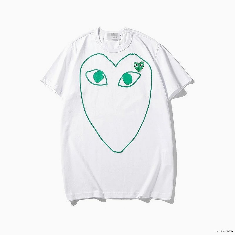 Comme des Garcons PLAY 2023-13 Green Style 2313 Heart Logo T-Shirt Soft Neutral