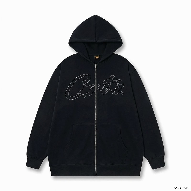 Corteiz minimalist style black hoodie