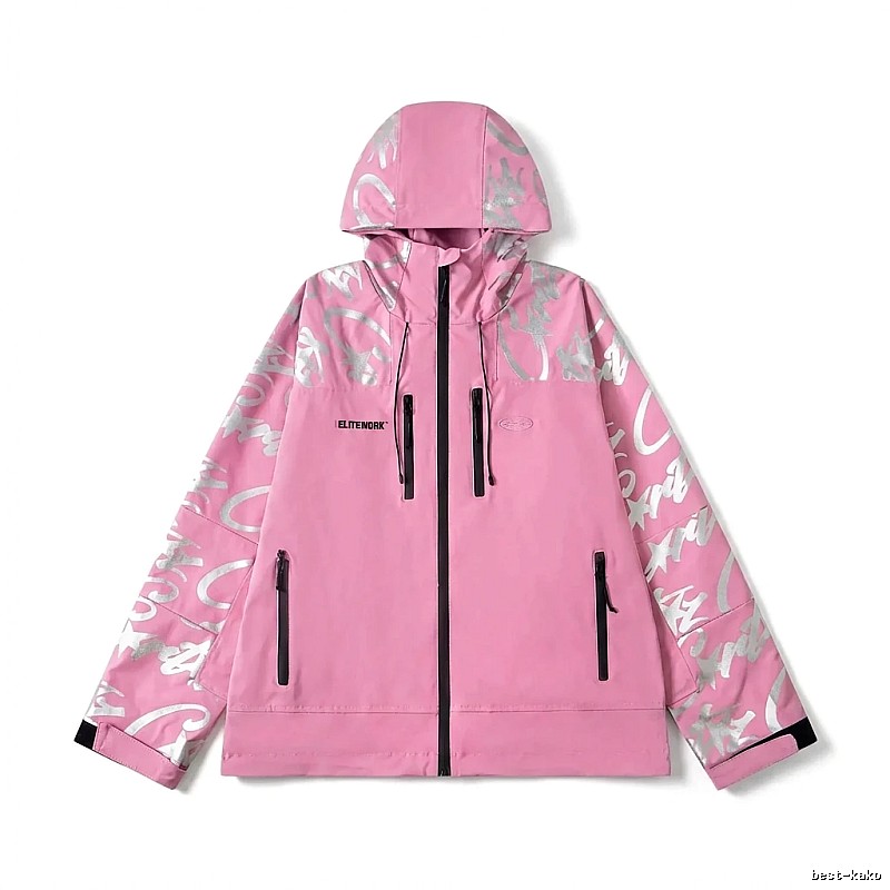 Corteiz Printed Trendy Pink Coat