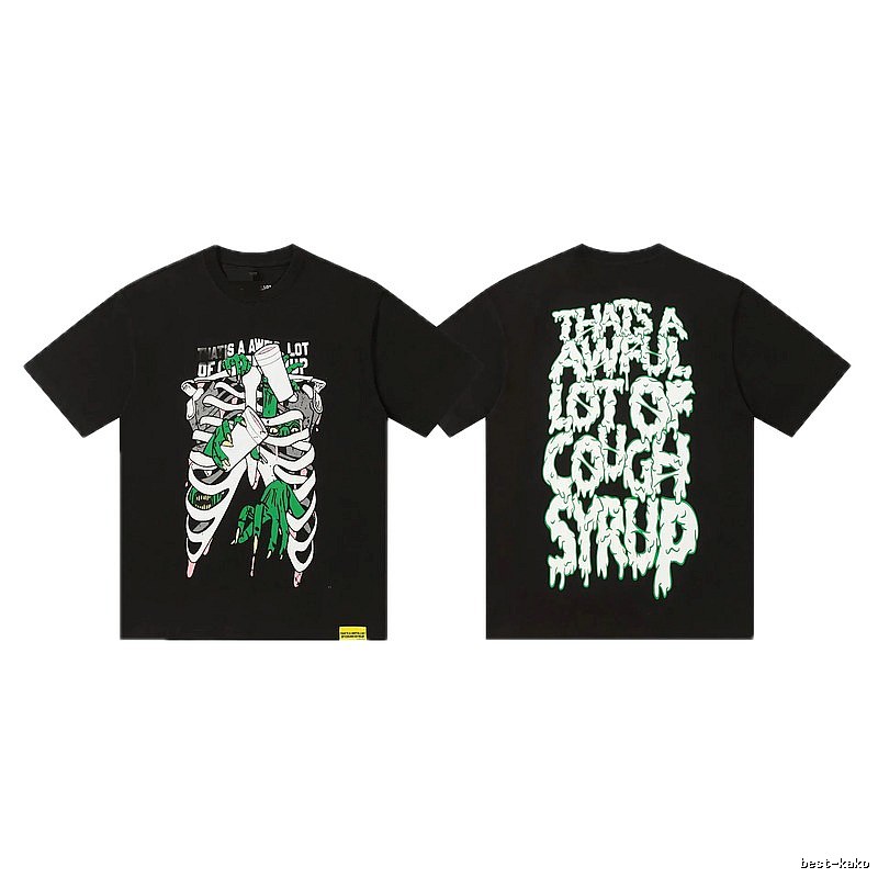 COUGH SYRUP Skull Print Dark Style Black T-shirt