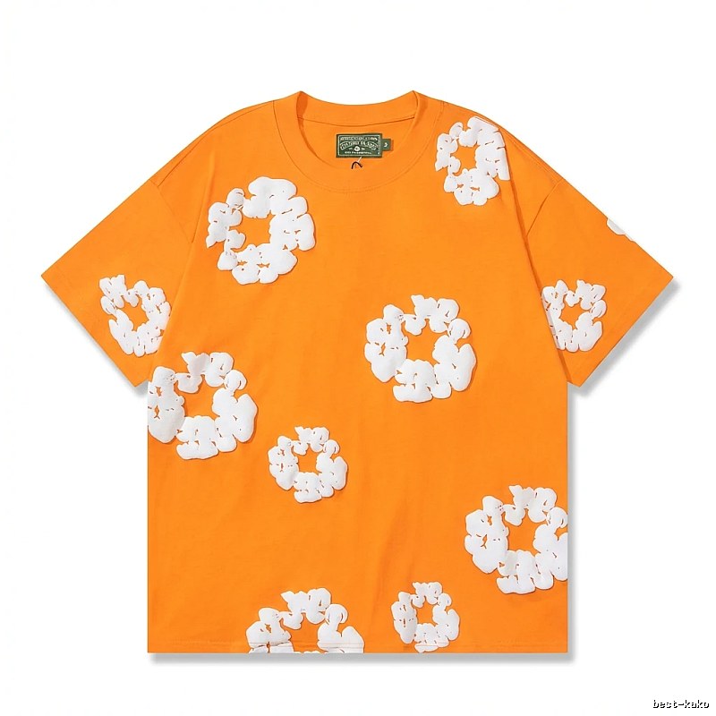 DENIM TEARS Floral Style Orange T-shirt