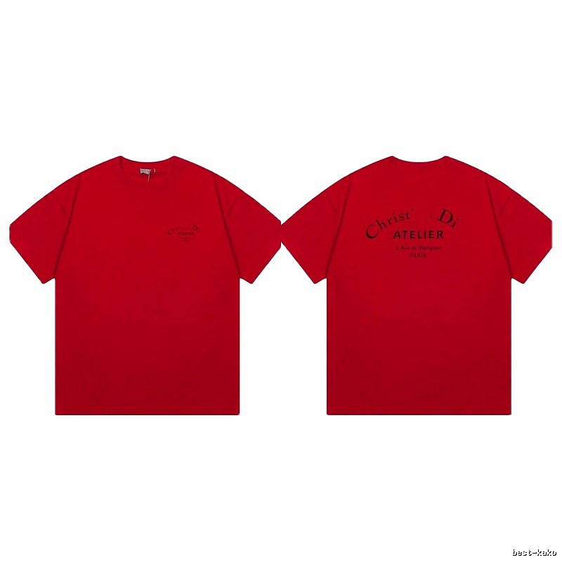 Dior Atelier Minimalist Style True Red Short-sleeve T-shirt