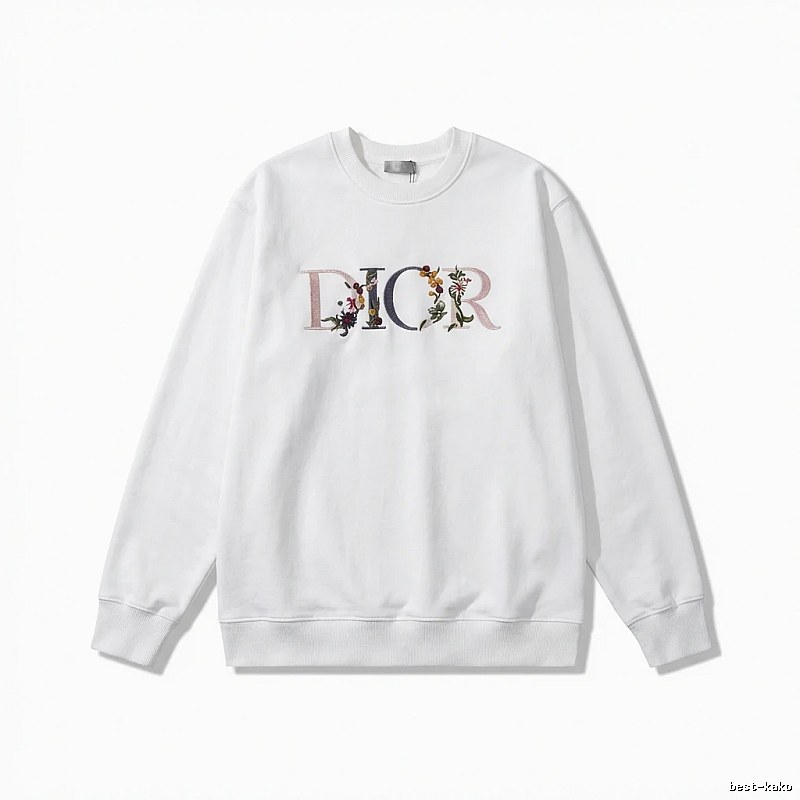 Dior floral embroidery style white sweatshirt
