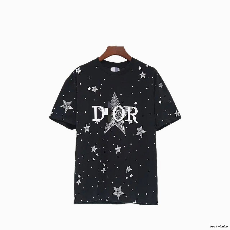 Dior Trendy Cool All-over Star Print Black T-Shirt