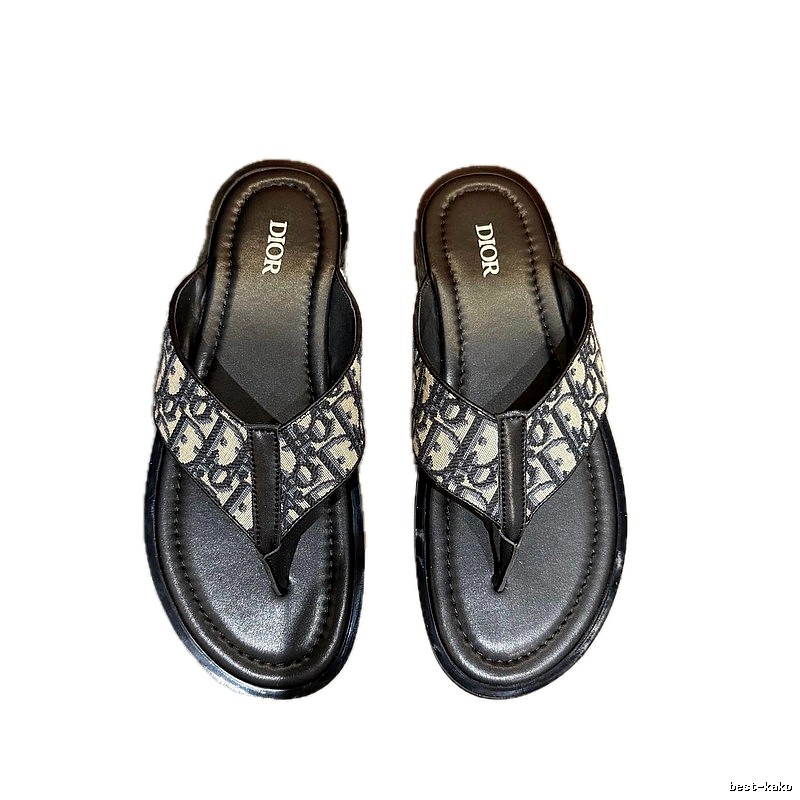 Dior Vintage Monogram Black and Grey Flip-Flops