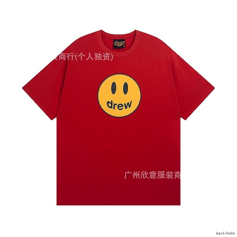 DREW Smiley American Street Style Red Short Sleeve T-Shirt