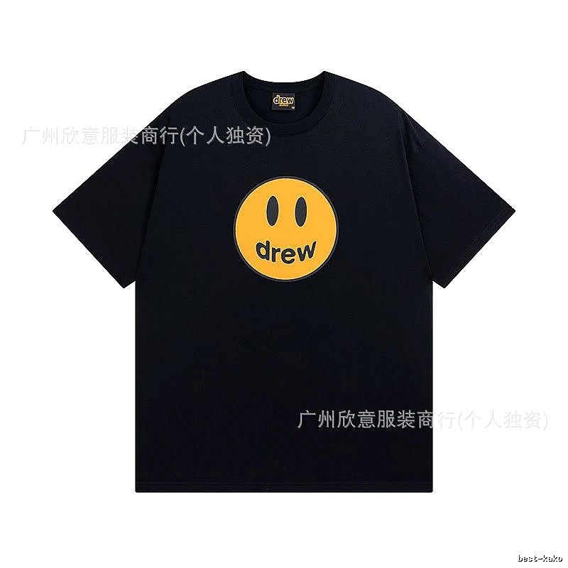 DREW Smiley Street Style Black Short-sleeve T-shirt