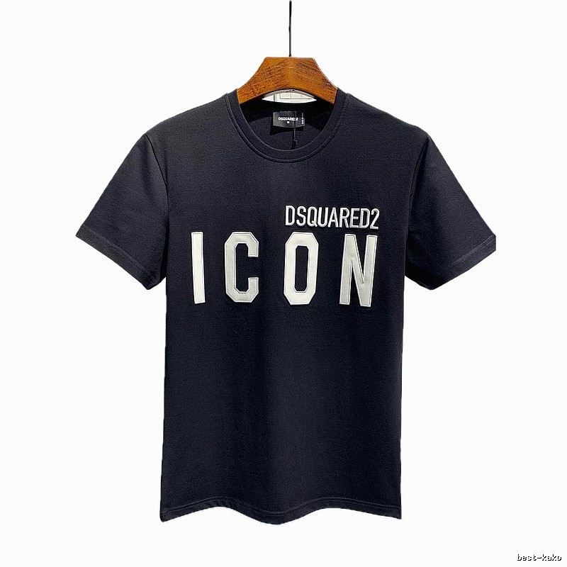 DSQ ICON Trendy Streetwear Style Black Short-sleeve T-shirt
