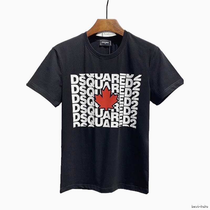 DSQ2 Maple Leaf Print Street Style Black T-Shirt