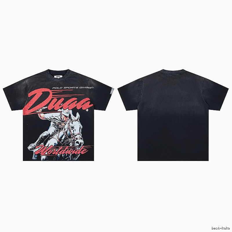 DUAA Vintage Style Black Polo T-Shirt