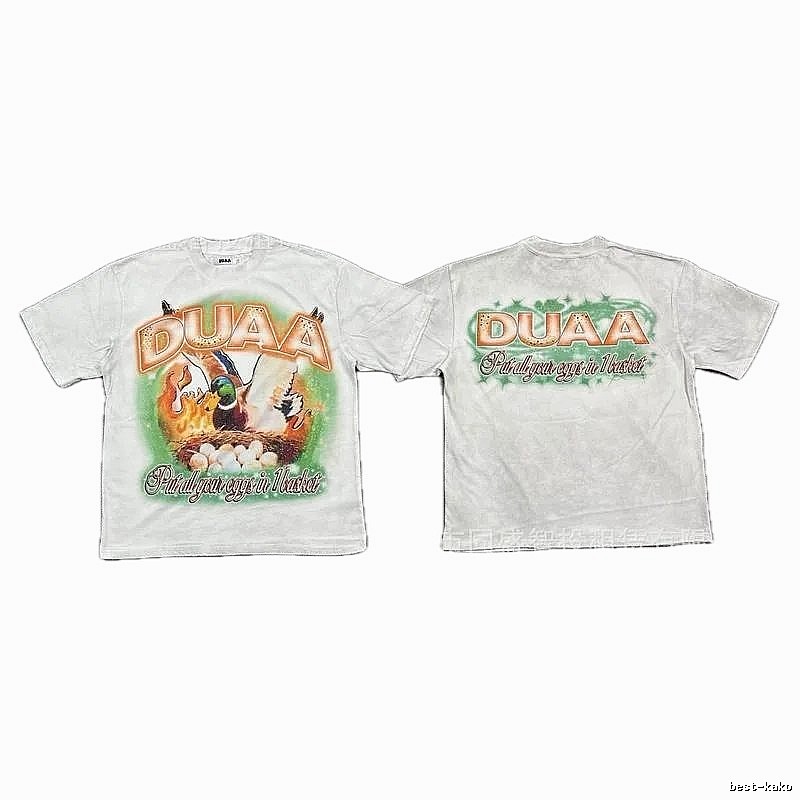 DUAA Wild Duck Print Vintage Style White Short-sleeve T-shirt
