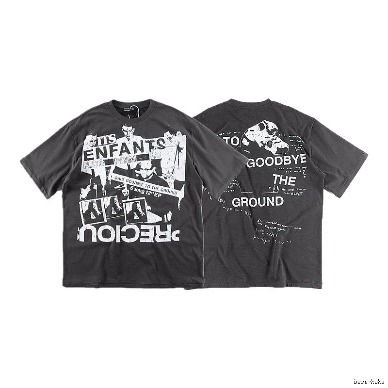 ERD GRJKD Printed Dark Style Charcoal Gray T-Shirt