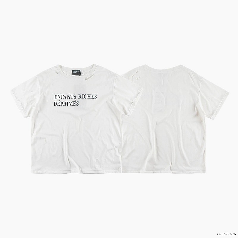 ERD Letter Ripped Street Style White T-Shirt