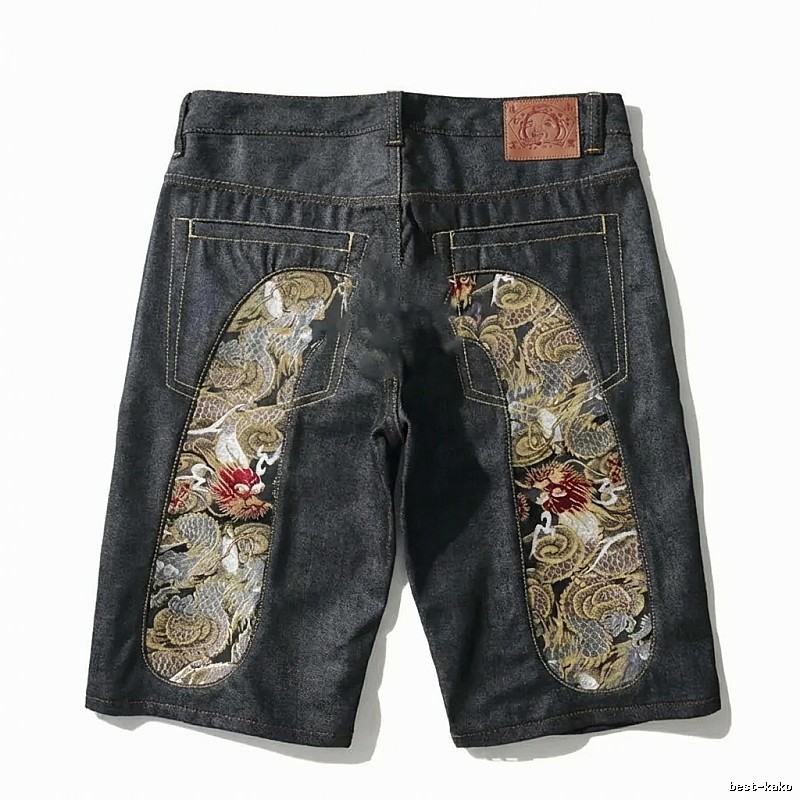 EVISU dragon pattern retro denim shorts
