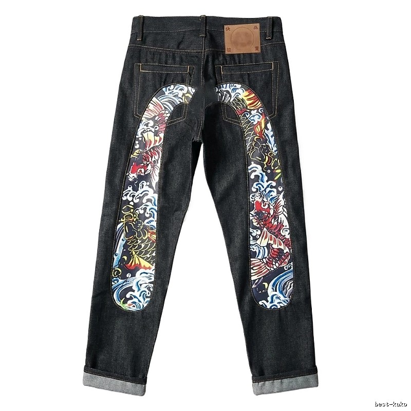 EVISU Koi Carp Trendy Black Jeans