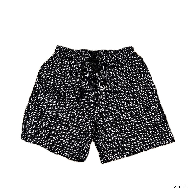 Fendi Double F Collection Vintage Monogram Style Black Shorts
