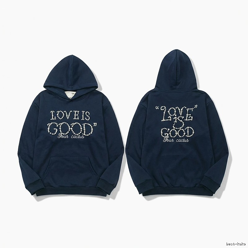 Goodbrand Letter Wind Navy Blue Hoodie