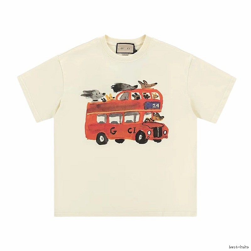 Gucci Bus Print Whimsical Style Off-white T-Shirt