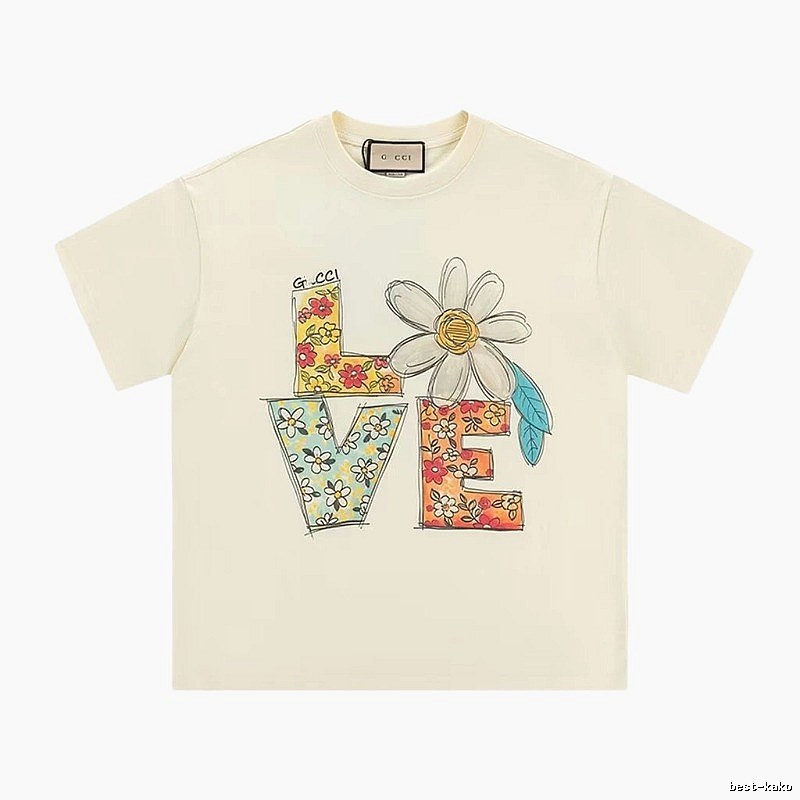Gucci LOVE Floral Casual Off-white Short-sleeve T-shirt