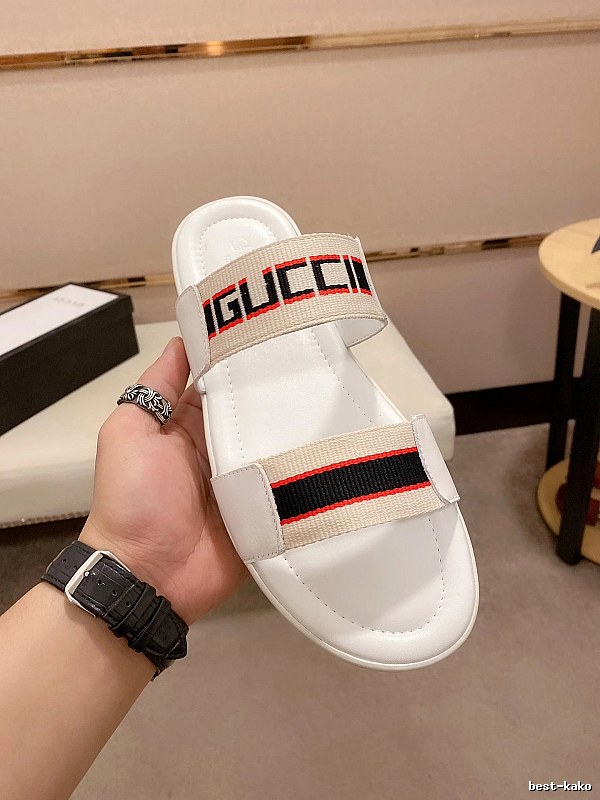 Gucci Webbing Casual-Style White Slides