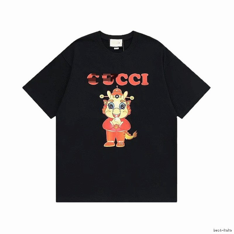 Gucci Year of the Dragon Collection Chinese Trendy Style Black Short Sleeve T-Shirt