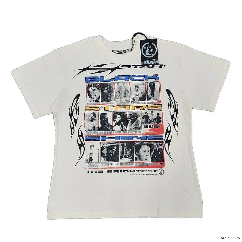 Hellstar Black Star Vintage Off-white Short Sleeve T-Shirt