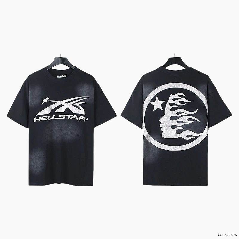 Hellstar Flame Print Street Style Black T-Shirt