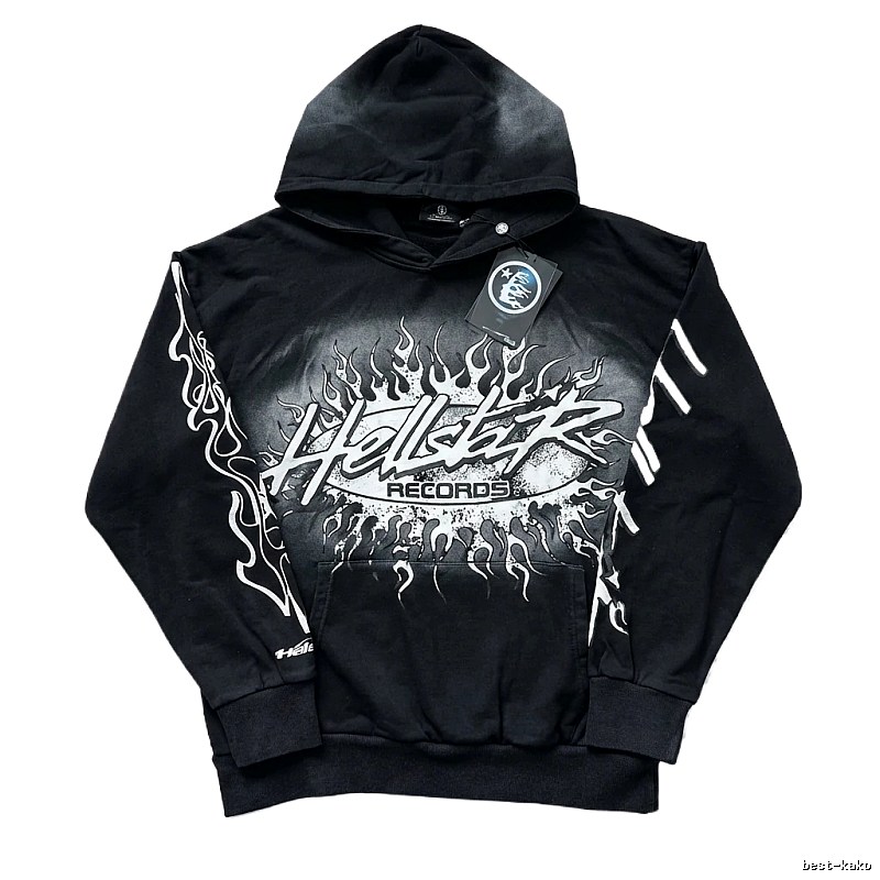 Hellstar Records Flame Wind Black Hoodie