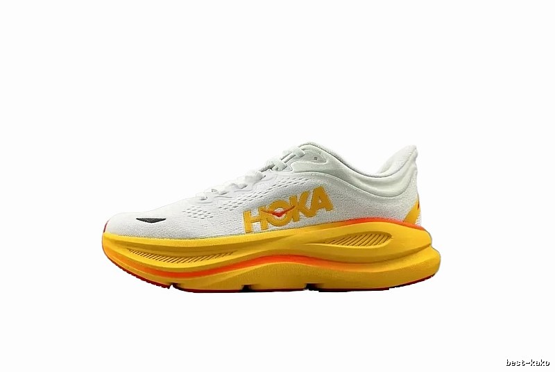 HOKA trendy brand white and yellow sports shoes