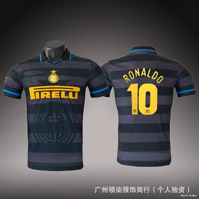 Inter Milan Sport Brehme #3 soccer jersey Blue Black Striped for Collection Drops