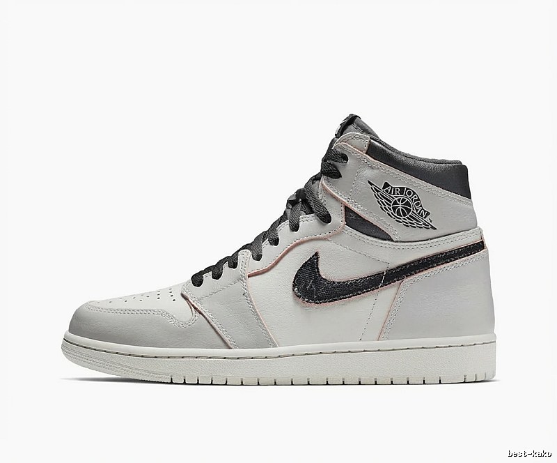 Jordan AJ1 High-Top Gray and White Athletic Shoes