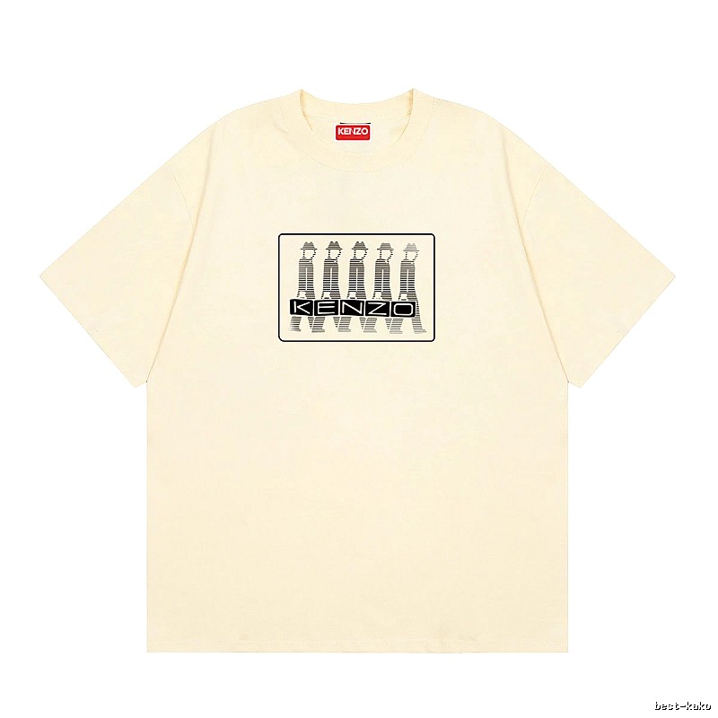 KENZO Character Print Casual Style Beige T-shirt