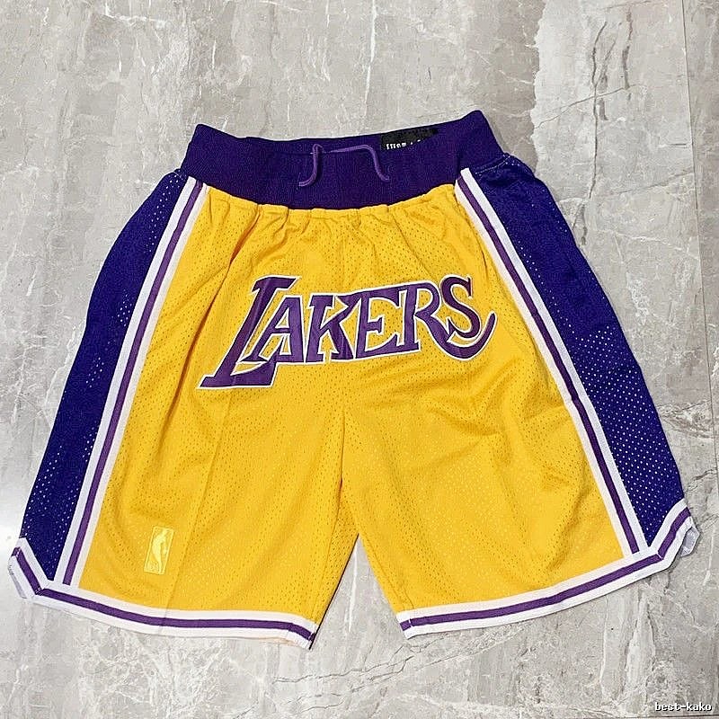 Lakers Classic Basketball shorts Yellow Lakers Mesh for Daily Styling