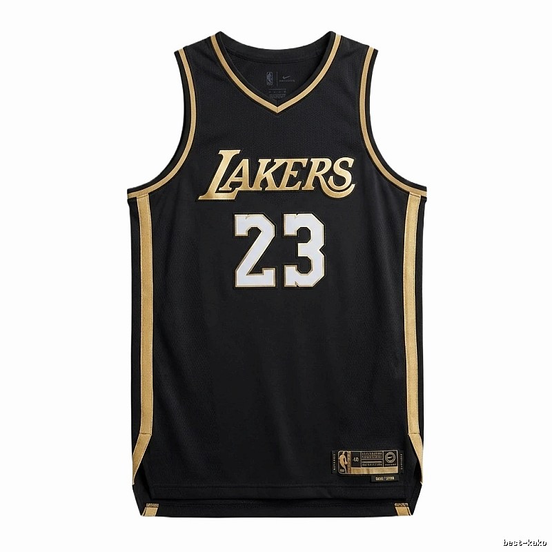 LBJ Lakers black and gold basketball uniform