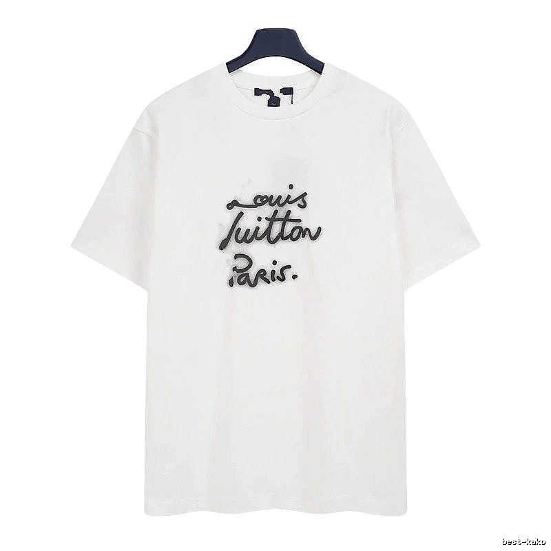 Louis Vuitton Graffiti Casual Style White T-Shirt