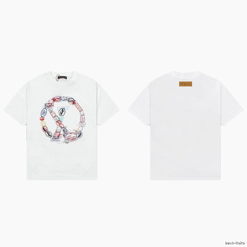 Louis Vuitton Postmark Print Vintage Style White T-Shirt