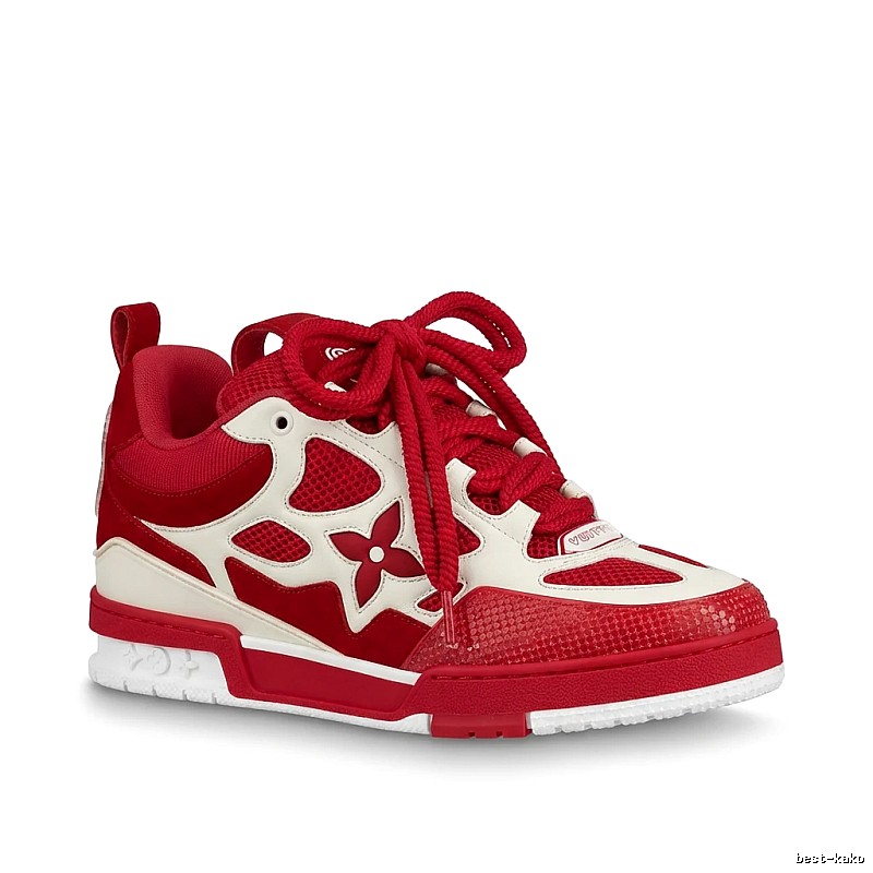 Louis Vuitton red and white retro-style sports shoes