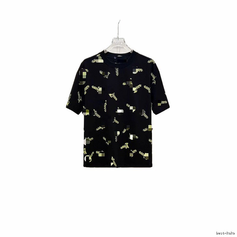 Louis Vuitton Trendy All-over Printed Black Short-sleeve T-shirt