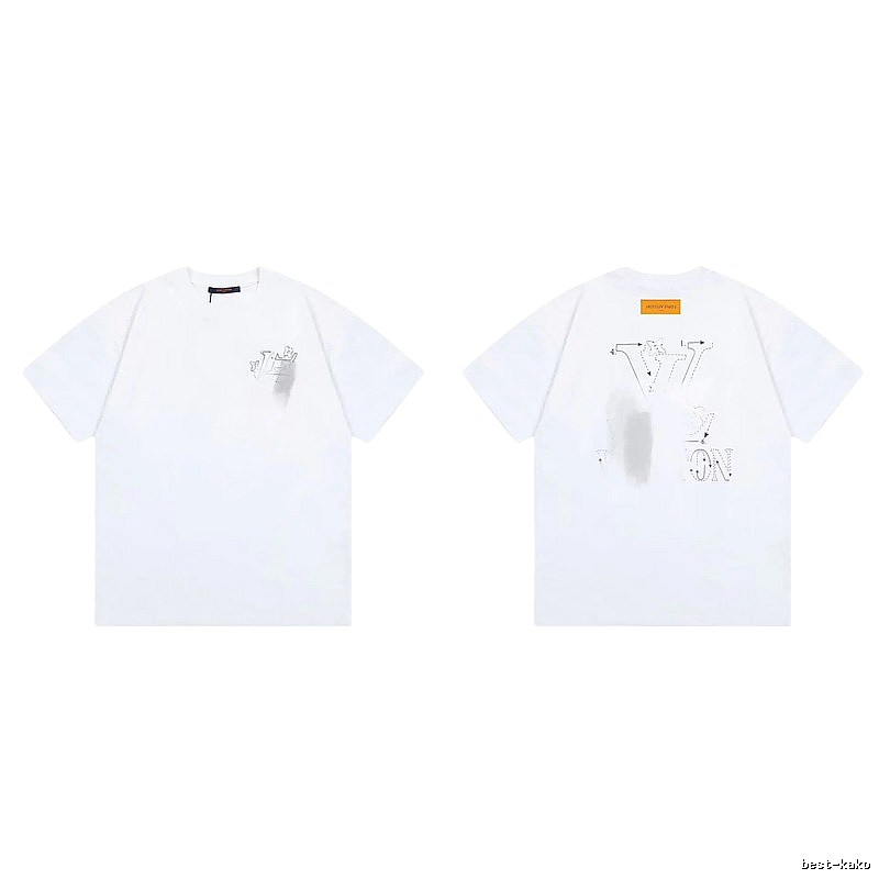 Louis Vuitton Trendy Line-drawing Style White Short-sleeve T-shirt